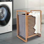 One-Section Organizer Storage Shelf with Bamboo Frame and Baskets Storage Drawers Unit,Laundry Towel Hamper Cabinet Tower One Part Compartment Sorter Basket - style: 1-Section,Style 1