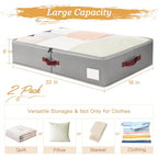 Criusia Under Bed Storage Bins with Clear PVC Lids – 2 Pack Large Underbed Organizers with Heavy-Duty Handles, Reinforced with 800G PP Panels & 80G Non-Woven Fabric – Waterproof & Foldable, Gery - color: 2 Pack Gery