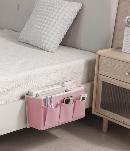 Bedside Caddy / Bedside Storage Organizer Hanging Bag with Three Options,Suitable for home beds, sofas, and dormitory beds—can hold magazines, books, phones, iPads, remote controls. (2-Pack Pink) - color: 2-Pack Pink