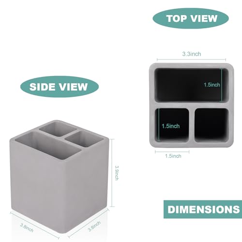 Diatomite Toothbrush Holders for Bathrooms, Electric Toothbrush and Toothpaste Holder 3 Slots Tooth Brush Organizer for Bathroom Countertop, Shower, Vanity - Dark Gray - color: Dark Gray