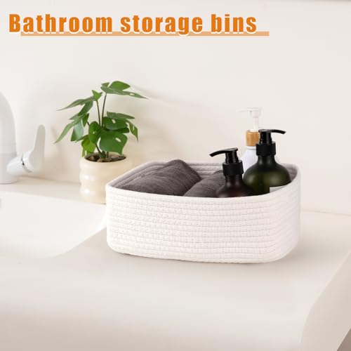 OIAHOMY 4 Pack Storage Baskets for Organizing, Small Bins for Shelves, Cute Decorative Storage Bins, Organizer Baskets for Gifts Empty, 11.8''Lx7.8''Wx4.7''H, White - color: White, size: 11.8"*7.8"*4.7"