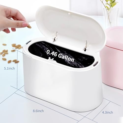 LTWQLing Mini Trash Can with Lid - Removable Small Garbage Can, Tiny Plastic Trash Bin, Pop Up Countertop Wastebasket, Counter Garbage Lint Bin for Bathroom,Office,Kitchen,Desk,Coffee Table(White) - color: White
