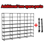 Large Shoe Rack Organizer, 4-Row 8-Tier Tall Shoe Storage Shelf for Closet, Entryway, Garage, Metal Free Standing Shoe Holder for 56-64 Pairs Shoes, Sturdy Stackable Shoe Stand for Bedroom - size: 4 Row 8 Tier