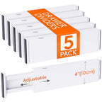 Lifewit 5 Pack 4" High Drawer Dividers 34-56cm/13.5-22" Adjustable Drawer Organizer for Clothes/Utensils, Expandable Drawer Separator in Dresser/Kitchen/Bedroom/Office Organization & Storage White - size: 4"H, 13.5-22"L