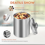 ENLOY Stainless Steel Food Storage Container Set of 3, 88/61/29 oz with Clear Glass Lids - Ideal for Coffee, Tea, Sugar, Flour Canisters - size: Medium