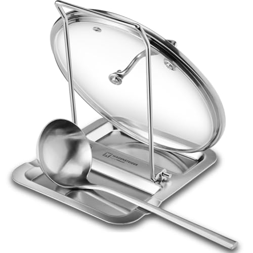 WAGENSTEIGER Foldable Stainless Steel Pot Lid Rest, Ladle Holder, Multifunctional Kitchen Organizer Stand, Easy Storage, Dishcloth Rack, Pan Lid Holder, Cooking Utensil Holder Organizer
