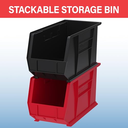 Akro-Mils 30265 AkroBins Plastic Storage Bins, Space-Saving Stackable Bins for Garage, Pantry, Craft Organization, 18-" x 8.25-" x 9-", Yellow, 6-Pack - color: Yellow