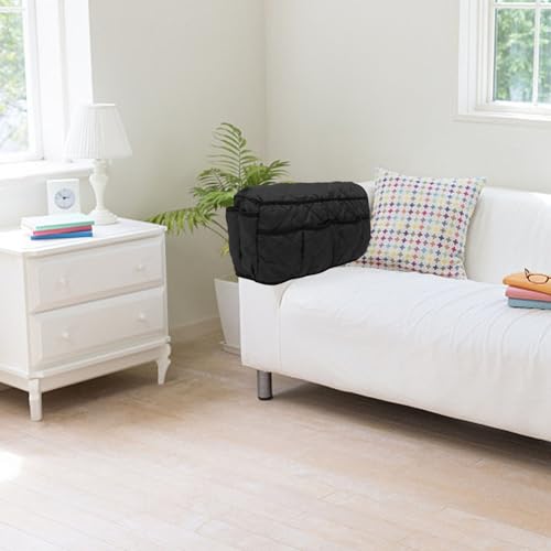 VOSAREA Recliner Armrest Organizer Storage Bag for Sofa Couch Side Pouch with Multiple Pockets for Remotes Magazines and More Convenient Design for Living Room Tidy up - color: Black