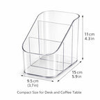 Remote Control Holder, Clear Plastic TV Remote Caddy for Desk and Nightstand Storage, Space-Saving Desk Organizer with See-Through Design for Living Room and Office Desk Accessories, 3 Compartments - size: 3 Slots