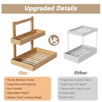 Bamboo Under Sink Organizer and Storage, 2 Tier Pull Out Cabinet Organizer, Slide Out Under Sink Storage Shelf, Undersink Organizers Shelves for Kitchen Bathroom Organization (Nature, 1 Pack)