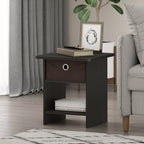 Furinno Dario End Table / Side Table / Night Stand / Bedside Table with Bin Drawer, 2-Pack, Espresso/Brown - color: Espresso/Brown, size: 2-Pack, Upper Bin