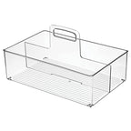 mDesign Large Plastic Divided Portable Storage Organizer Caddy Tote Basket Bin with Handle for Kitchen, Pantry, Countertop, Cabinet, Cupboard - Ligne Collection - Clear - size: Pack of 1