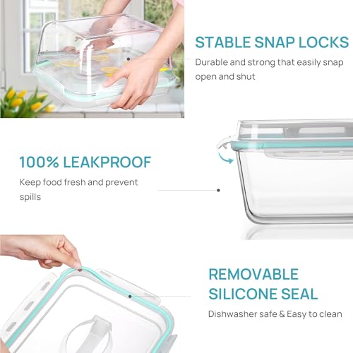 Vtopmart 6.5L/ 220oz/ 27.5cup Extra Large Glass Food Storage Containers with Snap Airtight Lids for Roasting Turkey, Chicken, Baking Casserole, Fruits, Party, BPA Free, Oven Safe, Freezer, Dishwasher - size: 1pack 220oz