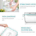 Vtopmart 6.5L/ 220oz/ 27.5cup Extra Large Glass Food Storage Containers with Snap Airtight Lids for Roasting Turkey, Chicken, Baking Casserole, Fruits, Party, BPA Free, Oven Safe, Freezer, Dishwasher - size: 1pack 220oz