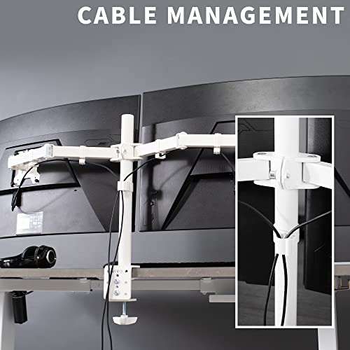 VIVO Cable Management Clips for Desk Monitor Stands, Computer Office Workstation Cord Organization Kit, 1 Pole Clip and 4 Arm Clips, Set of Monitor Mount Wire Holder Hooks, White, PT-SD-WC05CW - color: White