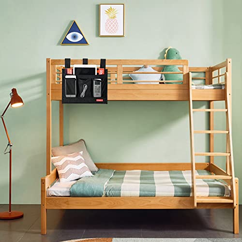 Zafit Linen Bedside Caddy, Bedside Storage Organizer for Hospital Beds, College Dorm Rooms or Baby Bed (Classic 4 Pockets Black) - color: Black, size: Classic 4 Pockets