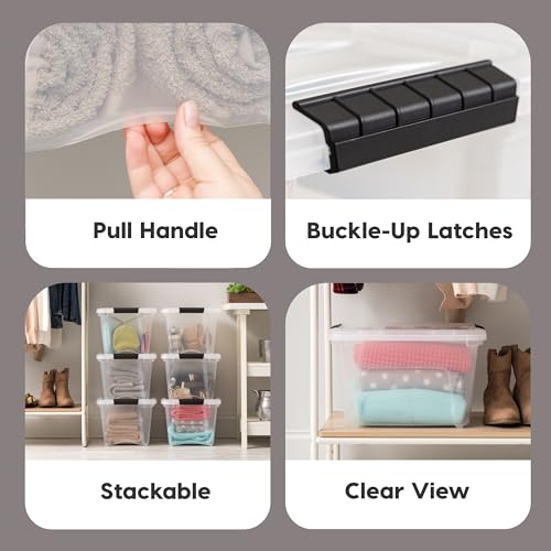 IRIS USA 19 QT Plastic Storage Box with Lid and Latches - 6 Pack - BPA-Free, See-Through Organizing Solution, Durable Nestable Stackable Containers, Secure Pull Handle - Clear - color: Clear, size: 19 Qt, style: 6 Pack