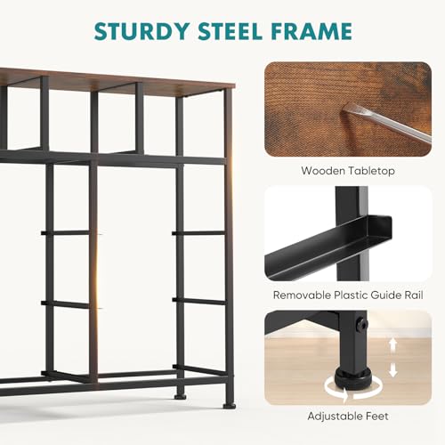 OLIXIS Dresser for Bedroom, 9 Storage Drawers, Wide Fabric Closet Chests Organizer Tower Furniture, TV Stand with Wooden Top Metal Frame for Clothes, Living Room, Hallway, Entryway, Rustic Brown - color: Rustic Brown, size: 39.4"D x 11.8"W x 39.9"H (9 Dra