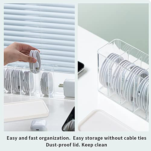 Charger Cable Cord Storage Organizer Box - 2 Pack With Lid - Easy Storage Without Cable Ties - style: Stackable