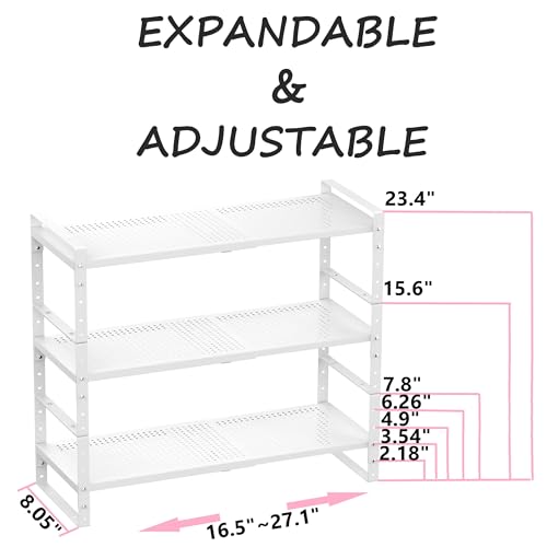 Multi-Functional Metal Shoe Rack, Space-Saving, Perfect for Entryway, Closet, Bathroom, etc. - Sturdy and Durable, High Weight Capacity(3PACKS/White/Medium) - color: 3packs/White, size: Medium