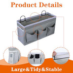 4pcs 3-pockets Wall Hanging Storage Bag, Bedside Caddy Organizer Bags,Bed Caddy Linen Fabric Door,Baskets with Pockets and Fixed Straps Waterproof Bin for Kitchen, Bedroom,Office,Hospital Beds