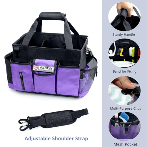 Cleaning Caddy for Cleaning Suppliers Organizer with Pockets for House Cleaning Essentials, Cleaning Organizer, Wearable Cleaing Bag Tote, Storage Caddy for Housekeeping - color: Purple, size: Medium