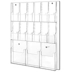 Weysat Acrylic Brochure Holder Wall Mount, Clear Plastic Pamphlet Holder Magazine Display Trifold Flyer Rack Hanging Literature Storage Organizer(3 Magazine Pockets, 12 Pamphlet Pockets) - size: 3 Magazine Pockets, 12 Pamphlet Pockets