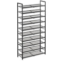 10 Tier Metal Shoe Rack, Tall Shoe Organizer Holds 40-50 Pairs, with Adjustable Flat or Angled Shelves, Shoe Storage Shelf for Closet, Entryway, Garage, Black - size: 10-Tier