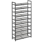 10 Tier Metal Shoe Rack, Tall Shoe Organizer Holds 40-50 Pairs, with Adjustable Flat or Angled Shelves, Shoe Storage Shelf for Closet, Entryway, Garage, Black - size: 10-Tier