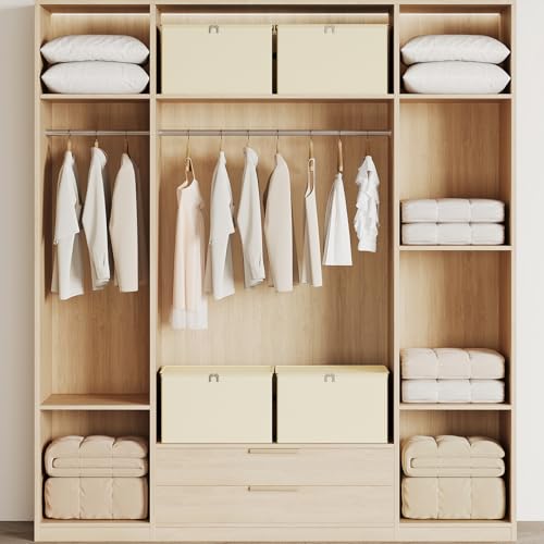Large Clothes Storage Bins with Sturdy Frame, Foldable Clothing Organizer Box, Sweater Storage Cube with Lids and Zipper, Fabric Bedding Storage Bags for Blankets, Seasonal Clothes, Comforter - color: White, size: Large x 3 Packs