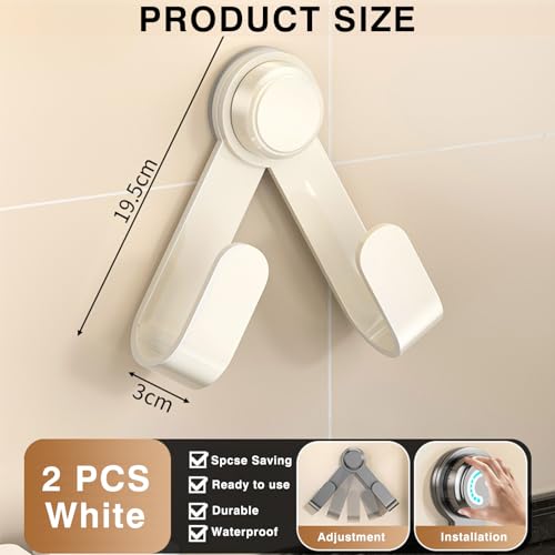 2 Pack Pot Lid Holder - Adjustable Wall-Mounted Pot Lid Organizer for cabinet with Suction Cup, Heavy Duty Multifunctional Hooks for Cutting Board, Pan (White)