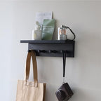 Entrance Coat Rack ，Coat Hooks, Wall-Mounted Wooden Hook Rack, Wall-Mounted Shelves are Very Suitable (Black Color Finish—A-1) - style: black color finish—A-1