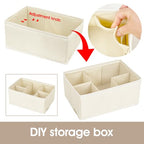 VERONLY Cosmetic Storage Bins Makeup Organizer, Adjustable Multifunction Storage Box Desk Drawer Divider for Makeup Brushes, Bathroom Countertop or Dresser, Set of 4 - style: Beige 4PC