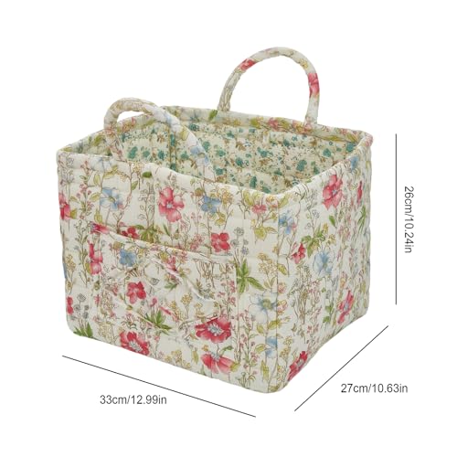 Quilted Laundry Basket with Handles, Aesthetic Collapsible Fabric Storage Basket for Clothes, Diapers & Toys - Multi-Purpose Boho Organizer Tote for Car, Home & Picnic (G) - color: G