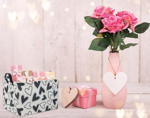 HIYAGON Rectangular Heart Basket Kids Storage Bin Basket Organizer Box Valentine Room Decor(Black Heart) - color: Black Heart