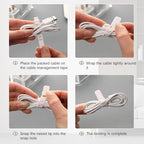 4 Pcs Cable Organizer with 40 Pcs Wire Ties, PlasticCord Storage Box with Clear Lid Electronics Cable Box for Home Office Supplies, Desk Organizers Accessories