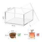 AITEE Acrylic Box with Lid, Clear Cube Display Case, Multi-Purpose Box Square Container for Holding Staples, Highlighters, Adhesive Tape, Paper Clips, Stamps, Display in Office or Home (Medium) - size: Medium