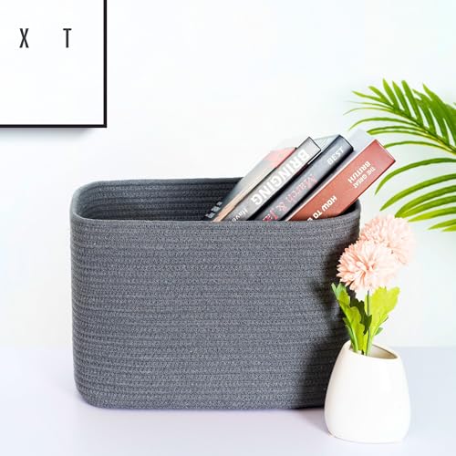 MINTWOOD Design 3-Pack Decorative Woven Storage Baskets for Shelves, Cube Bin Box for Organizing Books, Shoes, Dog Toys, Pantry Closet and Living Room Organizer, Charcoal Gray - color: Charcoal Gray