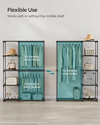 SONGMICS Portable Closet, Freestanding Closet Organizer, Clothes Rack with Shelves, Hanging Rods, Storage Organizer, for Cloakroom, Bedroom, 48.8 x 16.9 x 71.7 Inches, Black URYG026B02 - size: 48.8"L x 16.9"W x 71.7"H