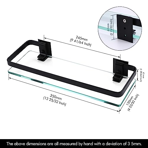 KES Bathroom Wall Shelf Aluminum Extra Thick Tempered Glass Rectangular 1 Tier Basket Wall Mounted Black, A4126A-BK - color: Black (1 Pack)