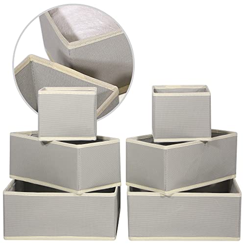DIOMMELL 12 Pack Foldable Cloth Storage Box Closet Dresser Drawer Organizer Fabric Baskets Bins Containers Divider for Baby Clothes Underwear Bras Socks Lingerie Clothing,Grey 444 - color: Grey