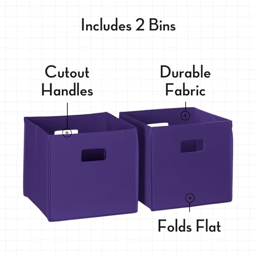 RiverRidge Folding Storage Bins with Handles Dark Purple Cube Storage Organizer for Closet, Bedroom & Playroom - Closet Organizers and Storage Set of 2 - color: 2 Dark Purple Bins