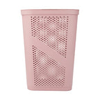Mind Reader Slim Laundry Hamper with Lid, 60L Clothes Basket, Ventilated Plastic, Pink - color: Pink, size: Single