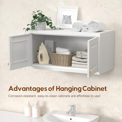 UNICOLY 15" Wall Mounted Storage Cabinet, Small Armoire Wardrobe Closet, Small Hanging Cabinet for Bedroom School, Employee, Gym, Armarios De Ropa para Dormitorio, Assembly Required, White - color: White, size: 15"H-Square J