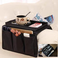 Sofa Armrest Organizer with Cup Holder No-Slip Couch Sofa Armrest Organiser Couch Remote Caddy Control Holder with 1 Large Pockets and 3 Small Pockets for TV Remotes Cellphone Magazines Drinks (Black) - color: Black