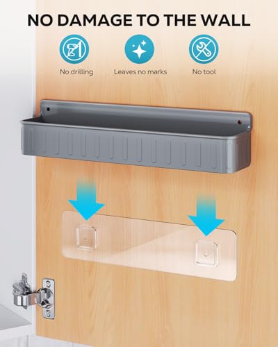 Nieifi Spice Rack Wall Mount, Spice Organizer for Spice Jars, Screw or Adhesive Hanging Organizer for Kitchen Cabinet or Pantry Door, 4 Pack, Grey, ABS Plastic - color: Grey