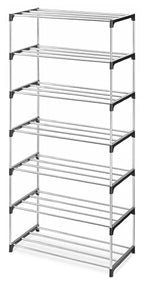 Whitmor 7-Tier Shoe Rack - Small Space Solution - Store up to 14 Pairs of Shoes - Organize Shoes & Accessories - Chrome & Black - size: 7-Tier