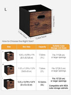 Fabric Storage Cubes, Collapsible Imitation Wood Organizer bins with 2 Handles - Set of 4, Fit Cube Storage Unit, for Clothes, Bedroom, Brown and Black (Large-12.6in x 12.6in x 12.6in-4 Pack) - size: Large-12.6in x 12.6in x 12.6in-4 Pack