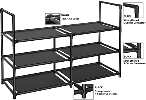 3 Tier Metal Construction Shoe Rack, Sturdy Shelf Organizer for Entryway, Bedroom, Closet, 12-16 Pairs Shoe and Boots Organizer Storage Sturdy Shoe Shelf - size: 3 Tier