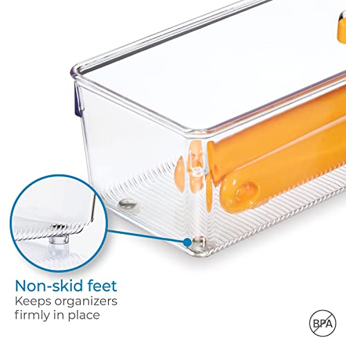 iDesign Utensil Holder and Silverware Organizer for Kitchen Utensils and Countertop Storage, The Linus Collection – Set of 2, 4" x 12" x 3", Clear - size: 4 x 12 x 3, style: Pack of 2
